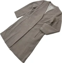 nano・universe ☆ ナノユニバース ノーカラー ウール コート ベージュ 38 レディース 秋冬 エレガンス ノームコア 大人カジュアル ■S3891