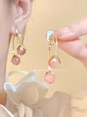 No.29　イヤリング　ノンホールピアス さくらんぼ ピンク