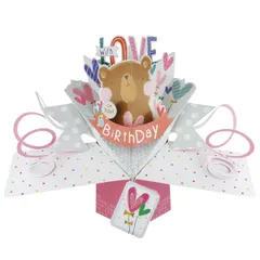 セカンドネイチャー ポップアップカード グリーティングカード 誕生日 POP183 With Love On Your Birthday ハッピーバースデー クマ ベアー メッセージカード イベント