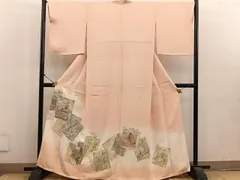 C216正絹　袷　訪問着　寿光織　平安柄　未使用しつけ付極美品　着物 C216正絹 袷 訪問着 寿光織 平安柄 未使用しつけ付極美品