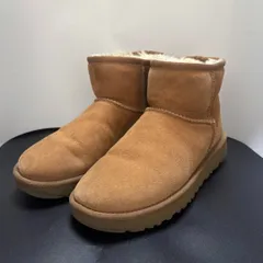 美品 UGG CLASSIC MINI Ⅱ アグ クラシックミニ ムートンブーツ ショートブーツ 1016222 レザー USA5 UK3.5 チェスナット