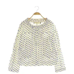 マルニ MARNI ドット柄 ノーカラージャケット ブルゾン ジップアップ フロッキー 40 オフホワイト ブルー /DF ■OSのサムネイル
