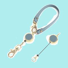 伸びる リールストラップ キーホルダー 頑丈 2個セット [honey&blue] ワイヤーストラップ (【リールのみ】 サックスブルー)