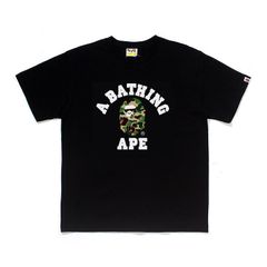 【A BATHING APE 】 2色選択可能  アベイシングエイプ 迷彩Ｔシャツ  男女兼用 カジュアル ストリート プリント 春夏 おしゃれ 半袖 黒白 ブラック ホワイト ZXC150