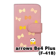 【新品未使用】arrows Be4 Plus F-41B アローズビー4プラス スマホケース 手帳型 (色：ピンク×柄：パンダとリボン) moimoikka モイモイッカ アニマル カード収納 PUレザー flip2-f41b-pk-20092のサムネイル