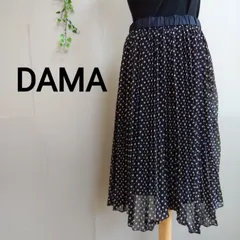 ディノス　DAMA ダーマコレクション　プリーツ　ドット柄 スカート 膝丈  ネイビー  AA1-2のサムネイル