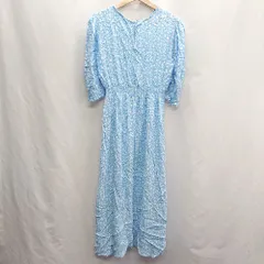 ◇ ZARA ザラ 花柄 七分袖 ロング丈 ワンピース サイズXS ライトブルー レディース E  【1407020062671】
