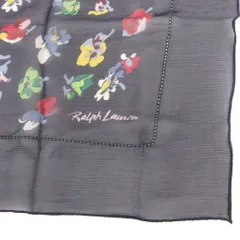 ラルフローレン RALPH LAUREN 美品 スカーフ ストール 大判 総柄 花 シルク 紺 ネイビー 小物 ☆AA★