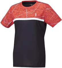 ゴーセン GOSEN テニスウェア Lサイズ レディース ゲームシャツ T2215 ブラック×オレンジ 吸汗速乾