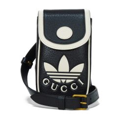 GUCCI グッチ アディダス フォン ホルダー トレフォイル ロゴ エンボス ダブルG ホワイト 2WAY クロスボディ ミニバッグ 美品 インターロッキングG ブラック ショルダーバッグ 721794 AAA8K 8495