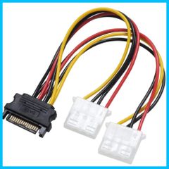 【新着商品】電源変換ケーブル ペリフェラル電源4ピン(メス)×2 ー SATA電源(オス) KAUMO
