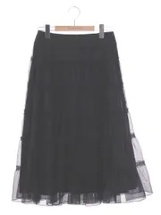 エムズグレイシー 317328 スカート 38 ブラック チュール ティアード ITR8X8X6YVPQ
