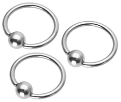 ボディーピアス 3個セット［ST3B］ リング キャプティブビーズ (シルバー ボディピアス 4# CBR 1.2×10×4 ships [16G]) five