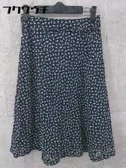 ◇ ◎ nolley's ウエストベルト付 総柄 膝下丈 フレア スカート サイズ138 ネイビー ホワイト ブラック レディース 【中古】 【1002801344900】