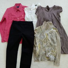 【セット売り】　ラルフローレン　セイコムサ　ドゥクラッセ　ロペピクニック　ユニクロ　長袖シャツ　ワイシャツ　ハイネック　ロンT　チュニック　スキニーパンツ　ヒートテック　ピンク　白　グレー　黒　ペイズリー柄　レディース　小さいサイズ　Sサイズ