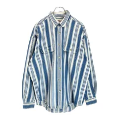 90年代 Levi's リーバイス ストライプ デニムシャツ ブルー(メンズ XL)中古 古着 V5867