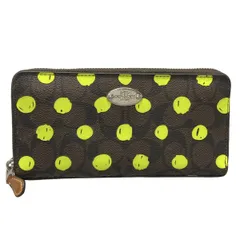 COACH(コーチ) 長財布 - F52578 ダークブラウン×ライトグリーン×黒 レザー