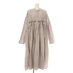 ミズイロインド mizuiro ind コットンピンタック刺繍シャツワンピース フレア ロング マキシ 長袖 ハーフボタン バンドカラー ラベンダー 3-259642 /KU ■BM