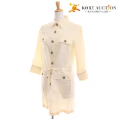 ■ バーバリー ロンドン シャツ 7分袖 トップス チェック ロング リネン レディース 40 ホワイト アイボリー