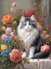 【在庫処分】Brennora ダイヤモンドアートDIYダイヤモンド塗装キット モザイクアート花猫5d ダイアモンドビーズ絵画キット 手芸キット全面貼り付けタイプ 手作り絵画壁の装飾- 40x50 cm