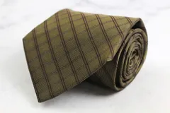 バナナリパブリック ブランド ネクタイ シルク 格子柄 PO メンズ カーキ Banana Republic 【中古】