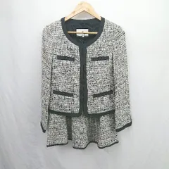 ◇ ⊇ NATURAL BEAUTY ナチュラルビューティー ツイード 膝丈 セットアップ サイズ38 アイボリー系 レディース E  【1506190009209】