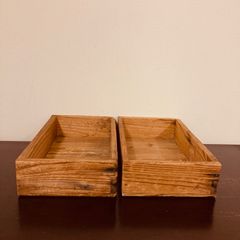 昭和レトロ　小さめ木箱　2つセット【Ｂ】 古材・古箱でリメイク