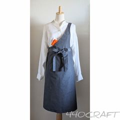 ワンショルダー 茶道稽古着 エプロン【M002-SAB030-L70_グレー