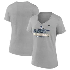 【送料無料】 ファナティクス レディース Tシャツ トップス Women's Fanatics Heather Gray New York Yankees 2024 American League Champions Plus Size Locker Room