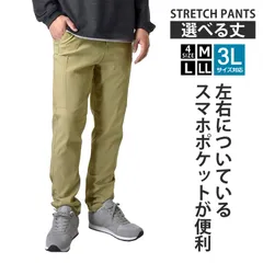 ストレッチパンツ 《ロング丈：ベージュ》新品 未使用 チノパンツ 伸縮 脇ポケット 前開き テーパード リラックス ウエストゴム イージーパンツ【D5K】【ゆうパケット】 ファッション メンズ 