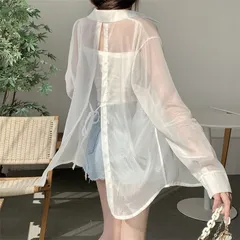 シアーシャツ レディース 長袖 紫外線対策 UV対策 冷房対策 ゆったり シアー 光沢感 透け感 大きいサイズ bkhj01 シースルー