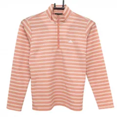 【美品】アディダス 長袖ハイネックシャツ オレンジ×白 ボーダー ハーフジップ レディース S/P ゴルフウェア adidas