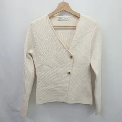 ◇ ⊇ ZARA ザラ 装飾ボタン 長袖 ツイードジャケット サイズM ベージュ系 レディース E  【1507280004821】