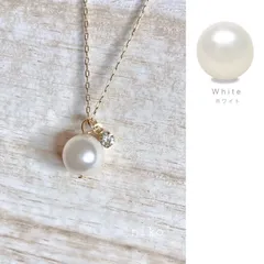 ◆ 11 ホワイト 8mm クリスタル パール ジルコニア ネックレス 40cm ◆　定番 人気 上品 シンプル パールネックレス 結婚式 卒業式 入学式 オフィス　☆シルバーカラー変更可