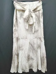 ◇ NICE CLAUP ナイスクラップ 総柄 エレガント ロング フレア スカート サイズF ベージュ系 レディース P  【1406240006519】