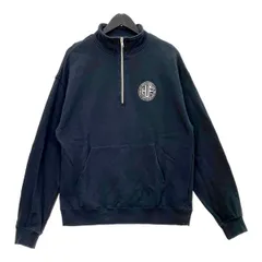 HUF ハーフジップ スウェット トレーナー 刺繍ロゴ ワンポイント 裏毛 カジュアル シンプル メンズ Mサイズ ハフ トップス DM14522■