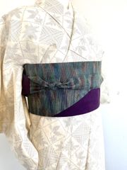 着物リメイク　作り帯　 茄子紺　5