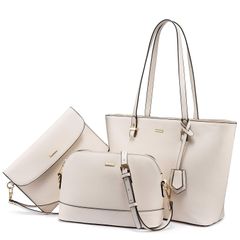 【新着商品】ショルダーバッグ トートバッグ ハンドバッグ 通勤 鞄女性用 レディース 3点セット 切り替え色 底鋲 バッグ a4 ビジネス 入学式 [LOVEVOOK] 誕生日プレゼント クリスマス (カフェラテ)
