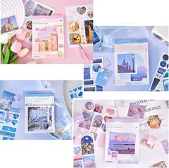 WiseA PAX Tokyo STECKERセット コラージュ素材 シール ステッカー 紙素材 フレークシール 旅の思い出 心に刻む4冊セット