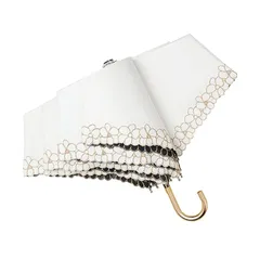 hiino kano 超軽量 日傘 おりたたみ傘 レディース 約173g/193g uvカット 完全遮光／遮熱 晴雨兼用傘 植物ラタン製 アルミ製 J型ハンドル かわいい 超撥水 耐風 携帯便利 プレゼント(花柄刺繍・ホワイト2)