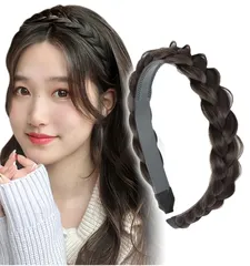 [Herbeluemily] カチューシャ 三つ編み 三編み ヘアバンド ヘアアレンジ 簡単 ヘアアクセ 髪飾り 可愛い ブラウンブラック [ブラウンブラック]