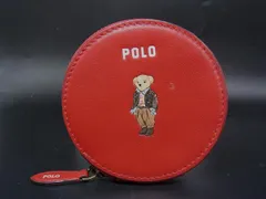 ■美品■ POLO RALPH LAUREN ポロラルフローレン ポロベア レザー コインケース カードケース 小銭入れ レッド系 DJ3182