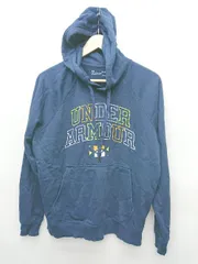 ◇ ⊇ UNDER ARMOUR アンダーアーマー 裏起毛 長袖 プルオーバー パーカー サイズM ネイビー レディース P  【1409250019371】