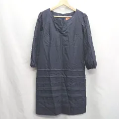 ◇ ⊂ SunaUna スーナウーナ 七分袖 膝丈 ワンピース サイズ38 ネイビー系 レディース E  【1409240031543】