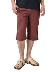 ハーフパンツ 《15ワイン杢》 新品 未使用 カチオンドライ 吸汗速乾 接触冷感 UVカット UPF50+ ステテコ 7分丈 パジャマ 部屋着 【A3L】【メール便2】 ファッション