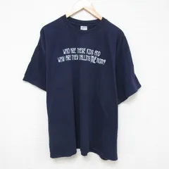 XL/古着 半袖 ビンテージ Tシャツ メンズ 00s メッセージ 大きいサイズ コットン クルーネック 紺 ネイビー 25jun30 中古