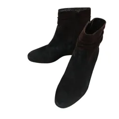 Z1552 arco JOY ショートブーツ スウェード調 ウェッジソール サイドジップ 22.5cm 軽量