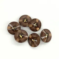 【特価】手芸　ボタン　ブラウン系　約15mm　6個まとめ売り※