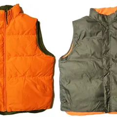 00's LLビーン MA-1カラー リバーシブル ダウンベスト (XL) セージグリーン×オレンジ系 00年代 旧タグ オールド L.L.Bean アウトドア アメリカ古着 USED ビンテージ ヴィンテージ
