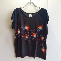 美品⭐️ エックスガール X-girl Tシャツ オーバーサイズ 大きめ 宇宙 ユニバース ギャラクシー コスモ 丸首 ストリート ヒップホップ エクストララージ ビッグロゴ 日本製  グラデーション ビーズインターナショナル Y2K Lサイズ ギャル